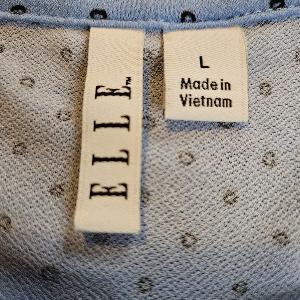 Elle Light Blue With Polka Dots Women's Top - Size Large - Picture 3 of 5